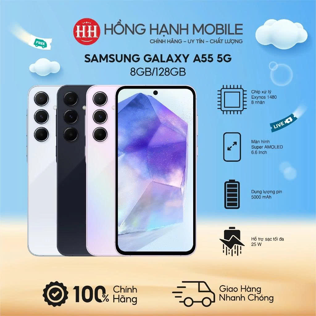  Điện Thoại Samsung Galaxy A55 5G 8GB 128GB - Hàng Chính Hãng 