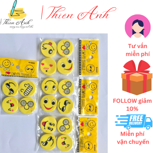 Gôm tẩy bút chì icon mặt cười dễ thương i love smile