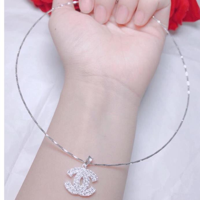 Vòng cổ kiềng mềm mặt x gắn đá cao cấp- JQN gian hàng chính hãng cam kết Bạc chuẩn, Chất lượng không lo đen xỉn