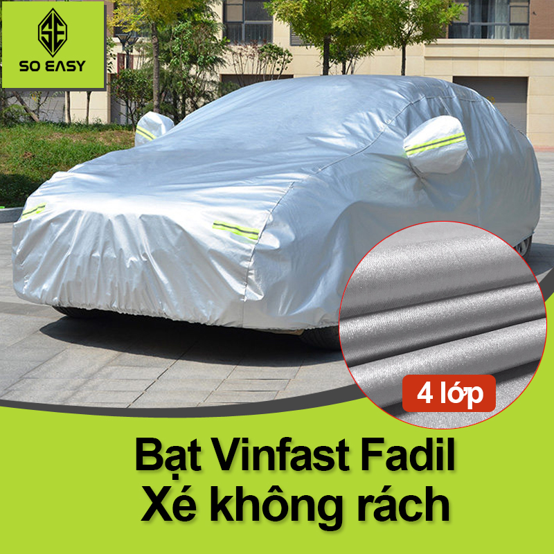 [HCM][ VINFAST FADIL ] Bạt Phủ xe ô tô Vinfast fadil Bạt phủ xe hơi - áo trùm che phủ xe hơi nhôm bạc 4 chỗ đến 7 chỗ 2 lớp chống nóng mưa xước sơn vân 4D (BPX) - Xám