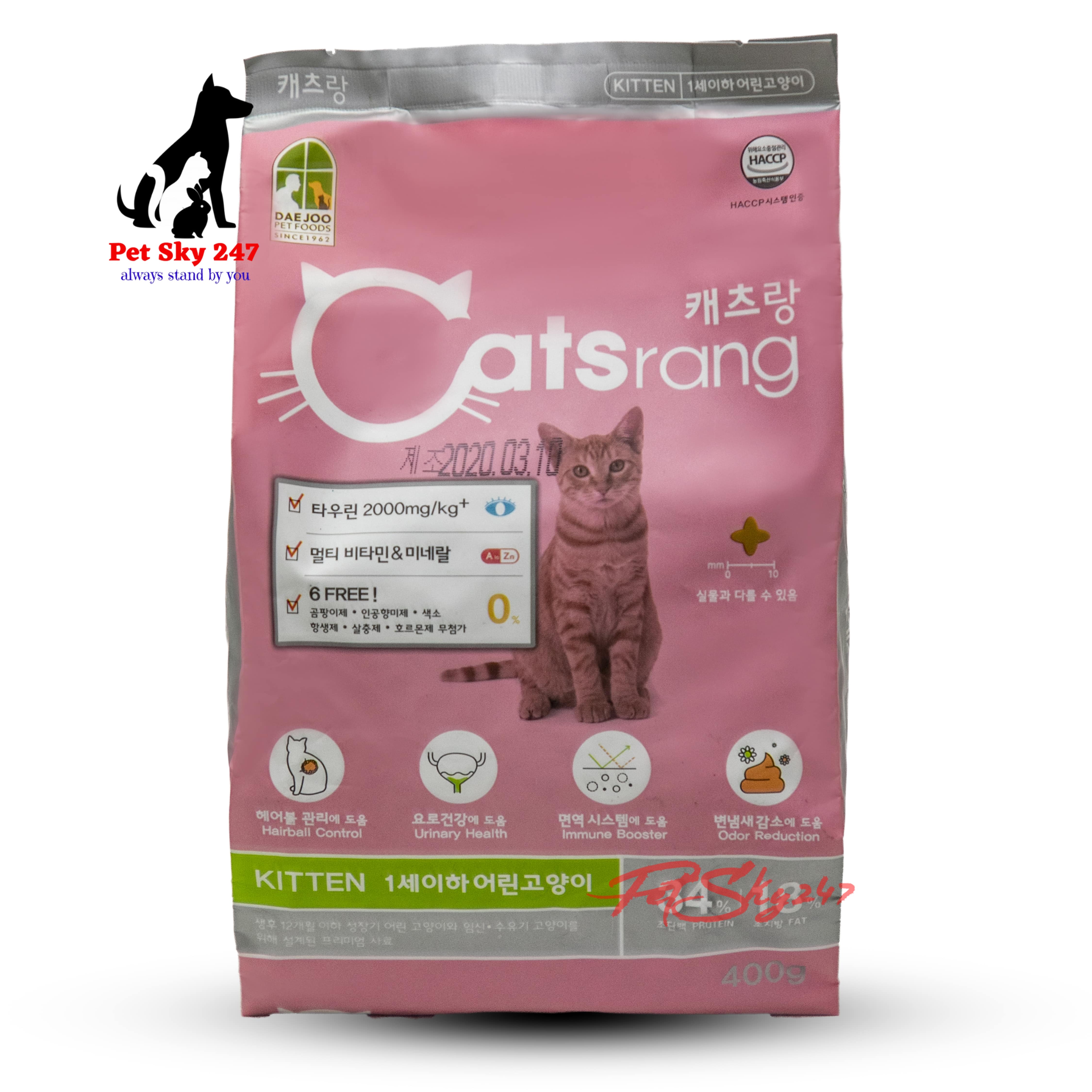 [HCM]Thức Ăn Hạt Cho Mèo Con Catsrang Kitten Gói 400Gram