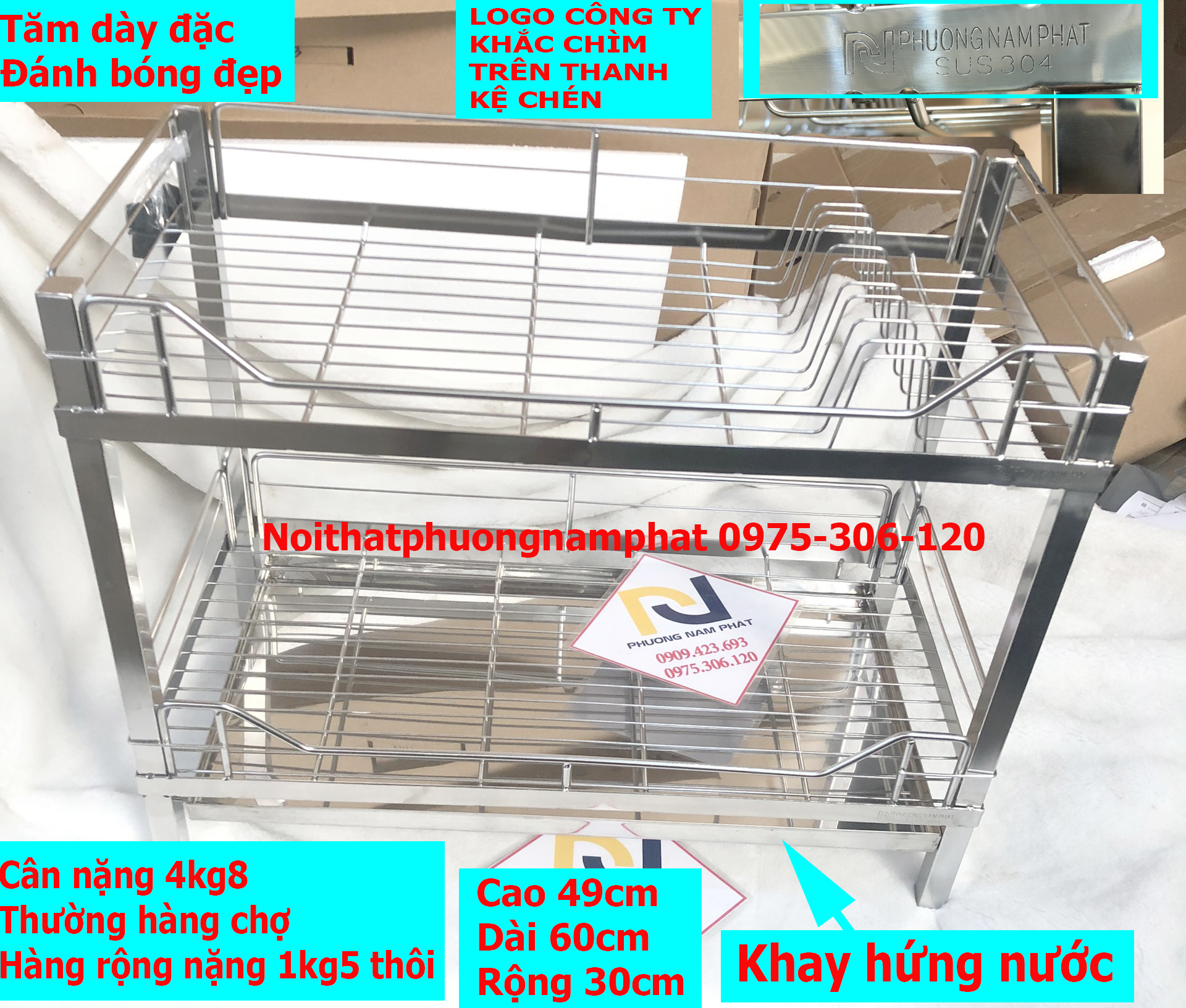 [HCM]Kệ Chén Bát Đứng 100% INOX 304 Đặt trên bàn bếp kệ 2 TẦNG có khay hứng nước hàng đặt xưởng tăm dày đặc to chắc chắn chịu được độ lực cao rất hài lòng inox làm sáng bóng