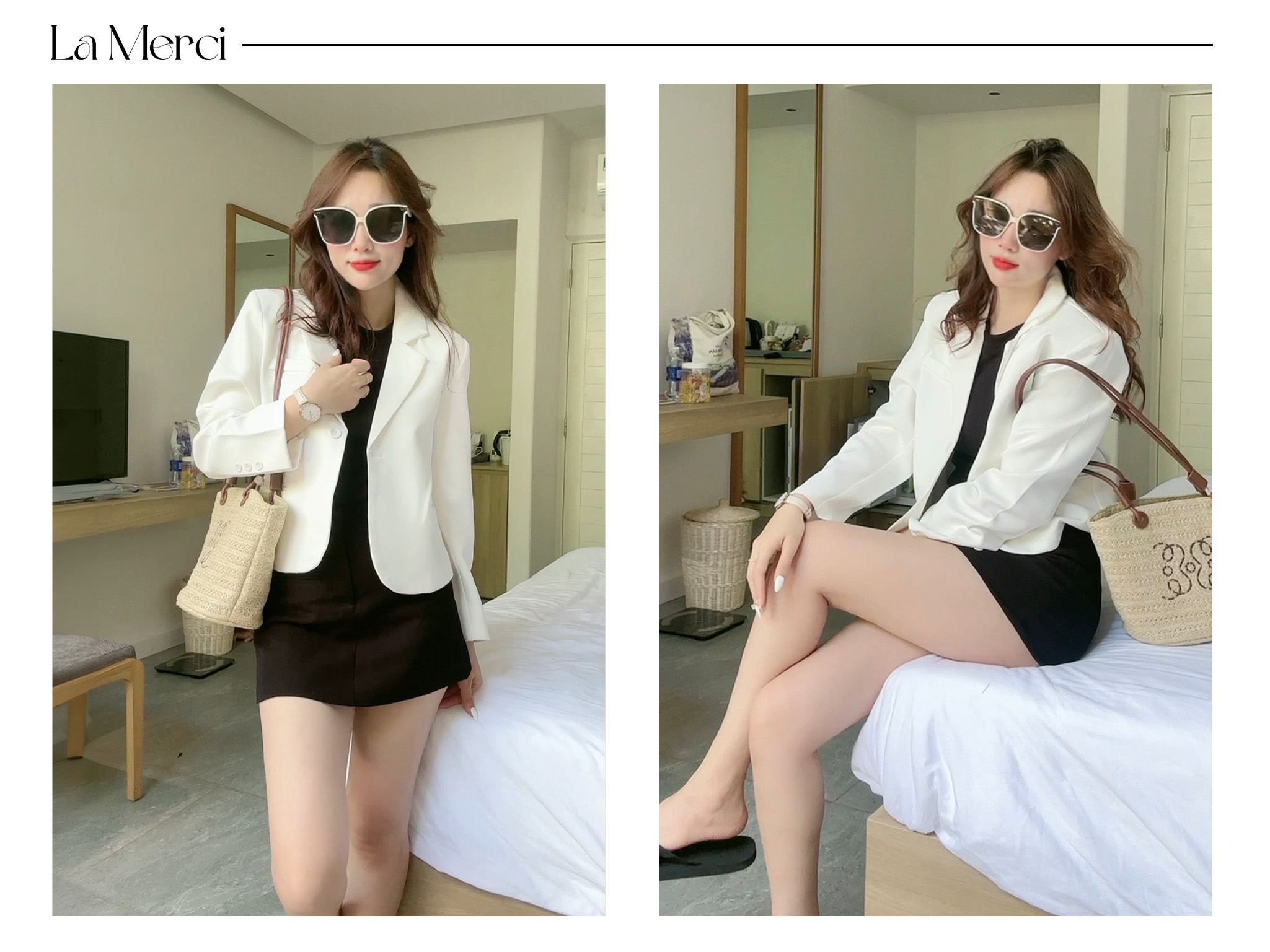  ÁO VEST LỬNG NỮ ÁO BLAZER LA MERCI Đệm vai nút bọc form chuẩn BL05 LA MERCI 