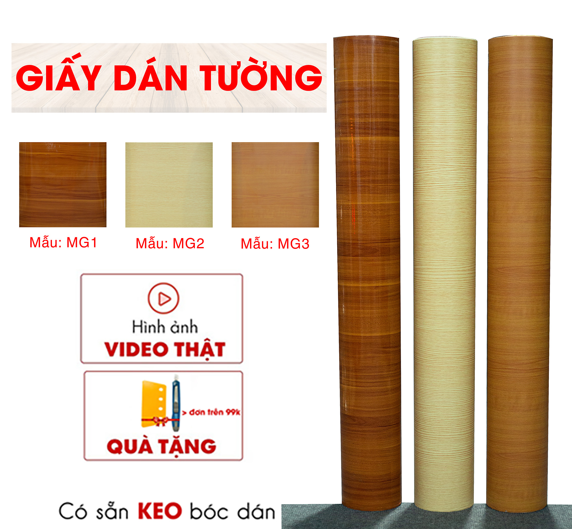 Giấy Decal Dán Tường - Giả Vân Gỗ - Có Sẵn Keo Bóc Dán, Chuyên Dán Tường, Tủ, Bàn Học (Khổ 1.2m)