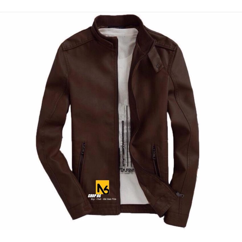 Áo Khoác Da Nam Lót Lông Nâu Cao Cấp Mẫu Mới - DE5