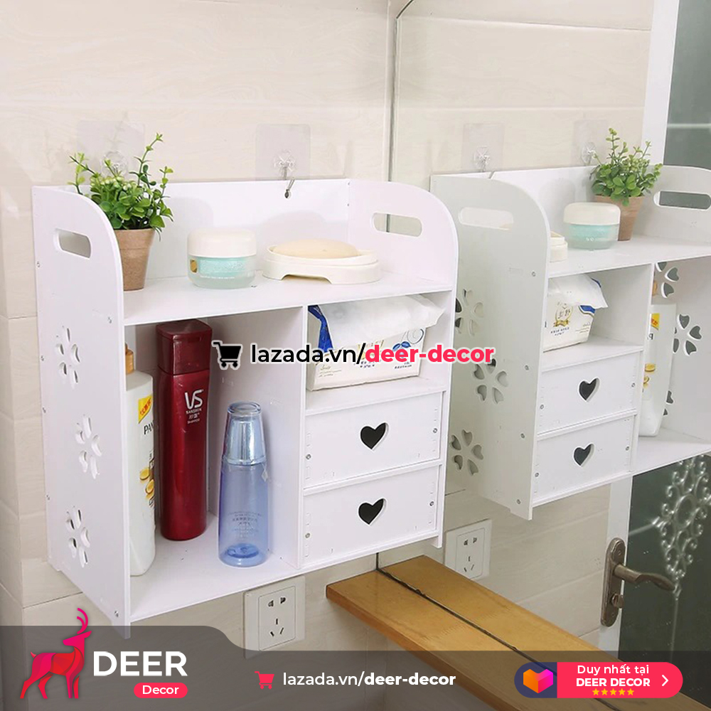 Tủ kệ treo phòng tắm hoặc để bàn 35x35cm - deer decor