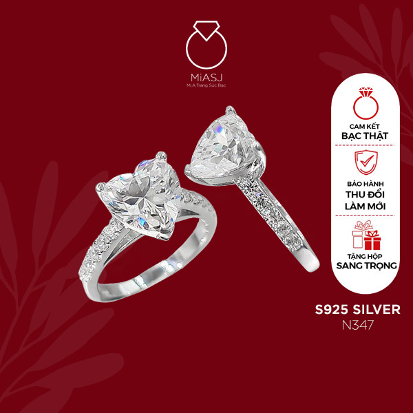Nhẫn nữ bạc ý s925 miasj nạm đá cz cao cấp n347