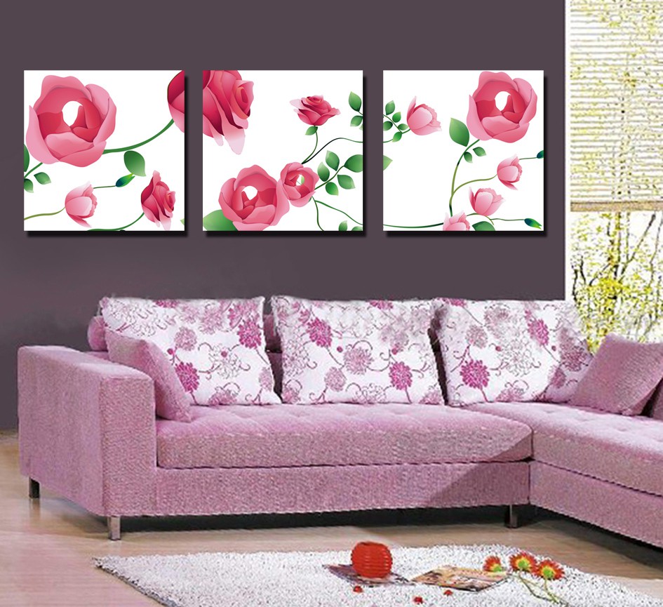 Tranh trang trí hoa hồng treo tường, tranh gỗ bộ ghép treo tường phòng khách, tranh bộ ghép Q6D12-HH00218