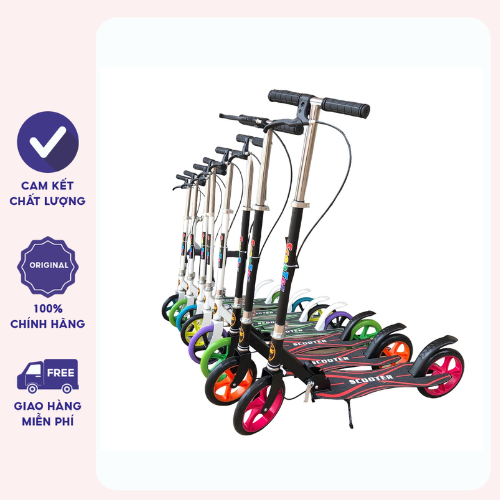 Xe Scooter đại cỡ lớn tải trọng tối đa 100kg có phanh kèm chống chân