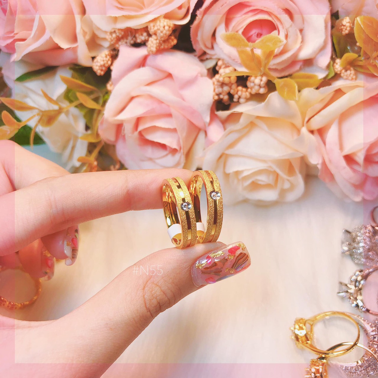 Nhẫn titan Love có thể ghép cặp giá 1 chiếc NC198 nhẫn đôi nhẫn cặp vàng titan