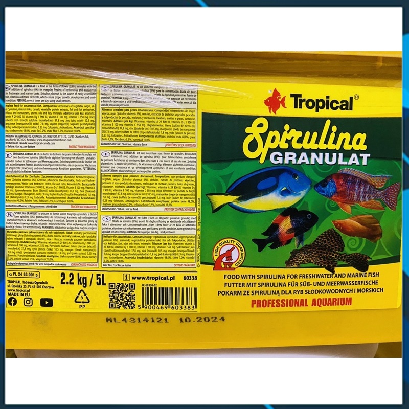Thức ăn bổ sung tảo cho cá cảnh - tropical spirulina granulat