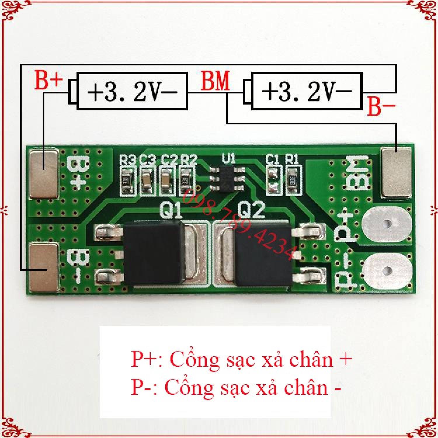 Mạch 2S 7.3V-10A, Sạc Và Bảo Vệ Pin Sắt 12