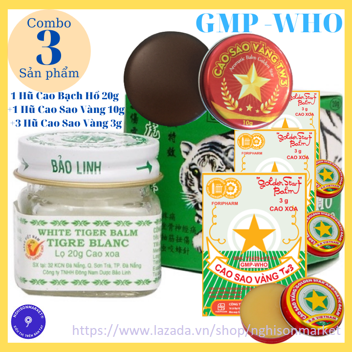 Combo Cao bạch hổ Bảo Linh 1 hũ Cao sao vàng 10g 1 hũ Cao sao vàng 3g 3 hũ