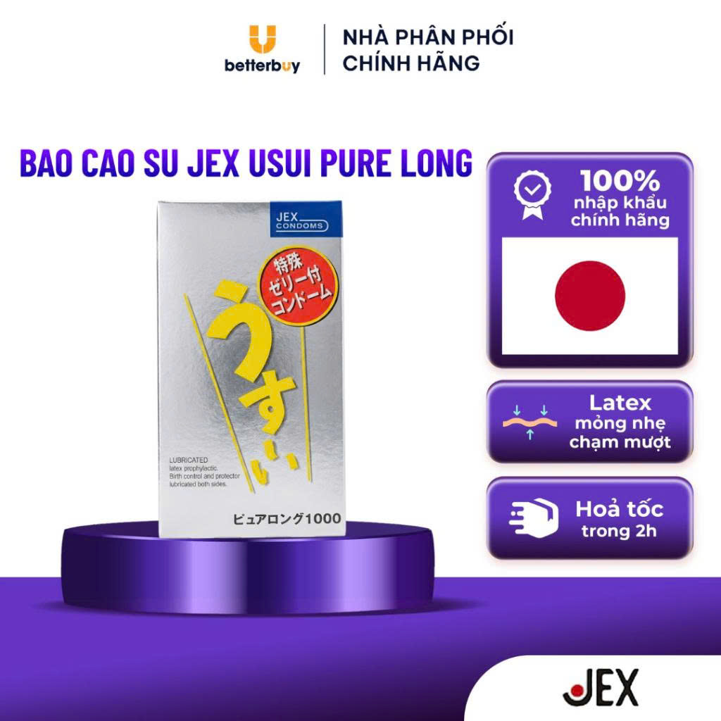 Bao Cao Su Jex Usui Pure Long – Siêu Mỏng, Siêu Trơn, Tăng Cảm Giác & Kéo Dài Thời Gian