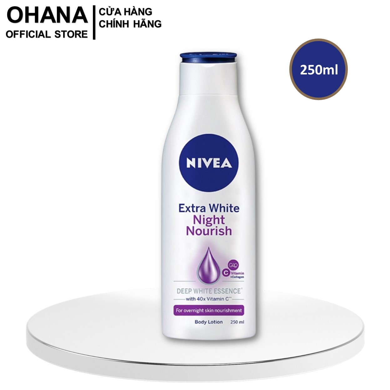Sữa dưỡng thể dưỡng trắng da ban đêm nivea extra white night nourish body lotion 200ml - tím