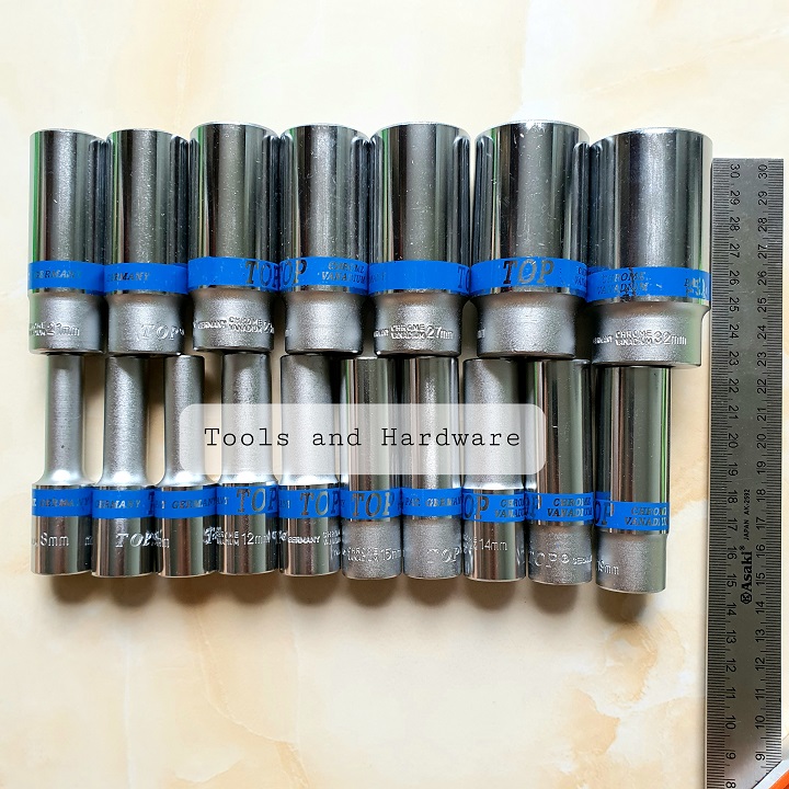 Bộ tuýp mở bulong hệ 1/2 inch gồm 17 cỡ từ 8-32mm, thân tuýp dài 8cm hãng TOP - Bộ khẩu vặn ốc 1/2 inch, Bo tuyp, Bộ khẩu, Bộ khẩu mở siết ốc, Bộ khẩu vặn ốc, Bộ tuýp TOP, Bộ khẩu tuýp, bộ tuýp sửa xe máy, Bộ điếu, Bo dieu