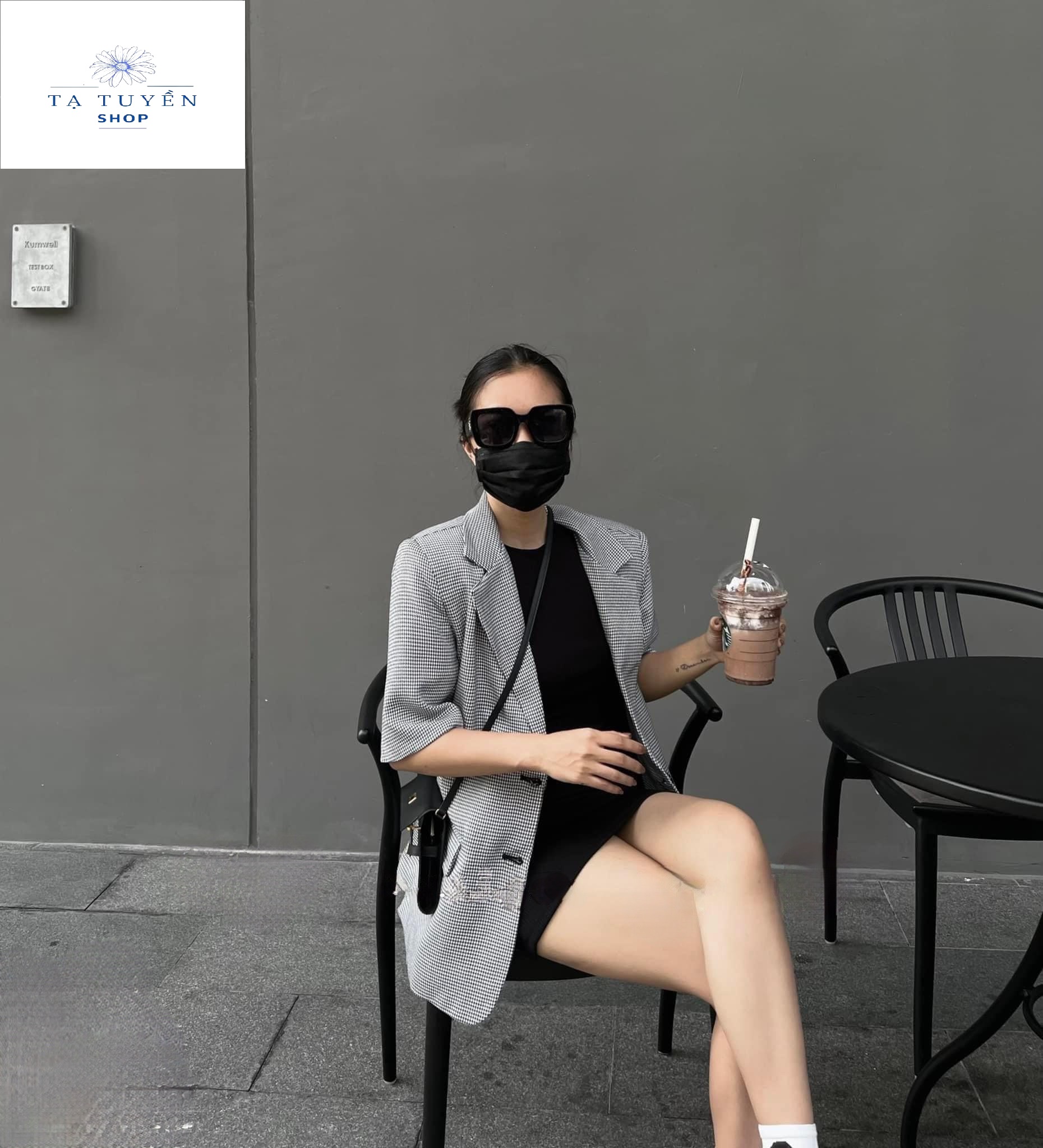 Áo khác blazer nữ kẻ sọc caro thời trang phong cách hàn quốc