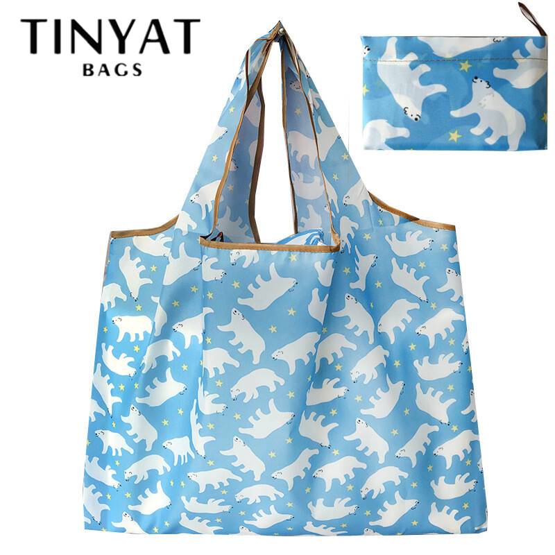 TINYAT Tái Sử Dụng Túi Mua Sắm Túi Tạp Hóa Cỡ Lớn XXX 55Lbs Có Thể Giặt Gấp Gọn Túi Mua Sắm Vải Chịu Lực Nặng Tote Thân Thiện Với Môi Ripstop Không Thấm Nước Vừa Vặn Trong Túi,  Gói In Hình Xương Rồng Hoa Gấu Mèo Dễ Thương