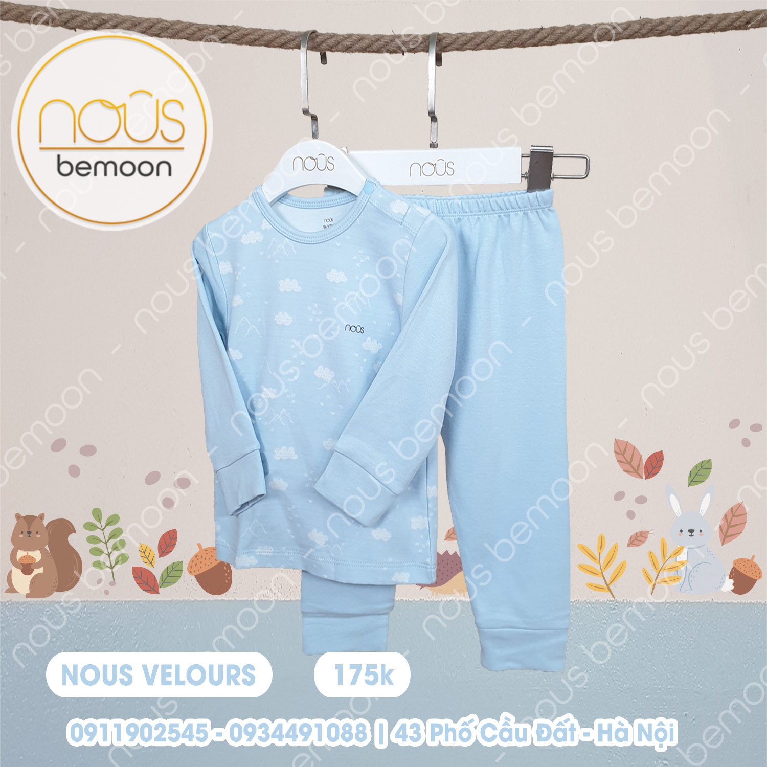Bộ cài vai Nous Velours xanh lơ