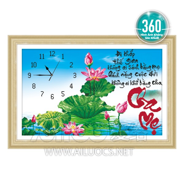 Tranh đính đá đồng hồ cha mẹ 77350 chưa đính