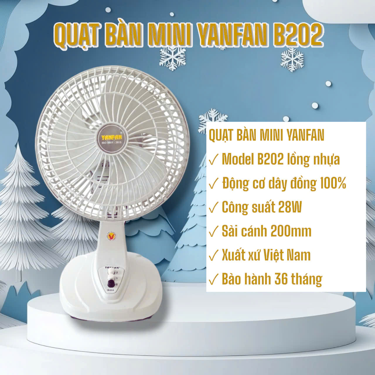 QUẠT BÀN MINI YANFAN B202 NHỎ GỌN DỄ SỬ DỤNG