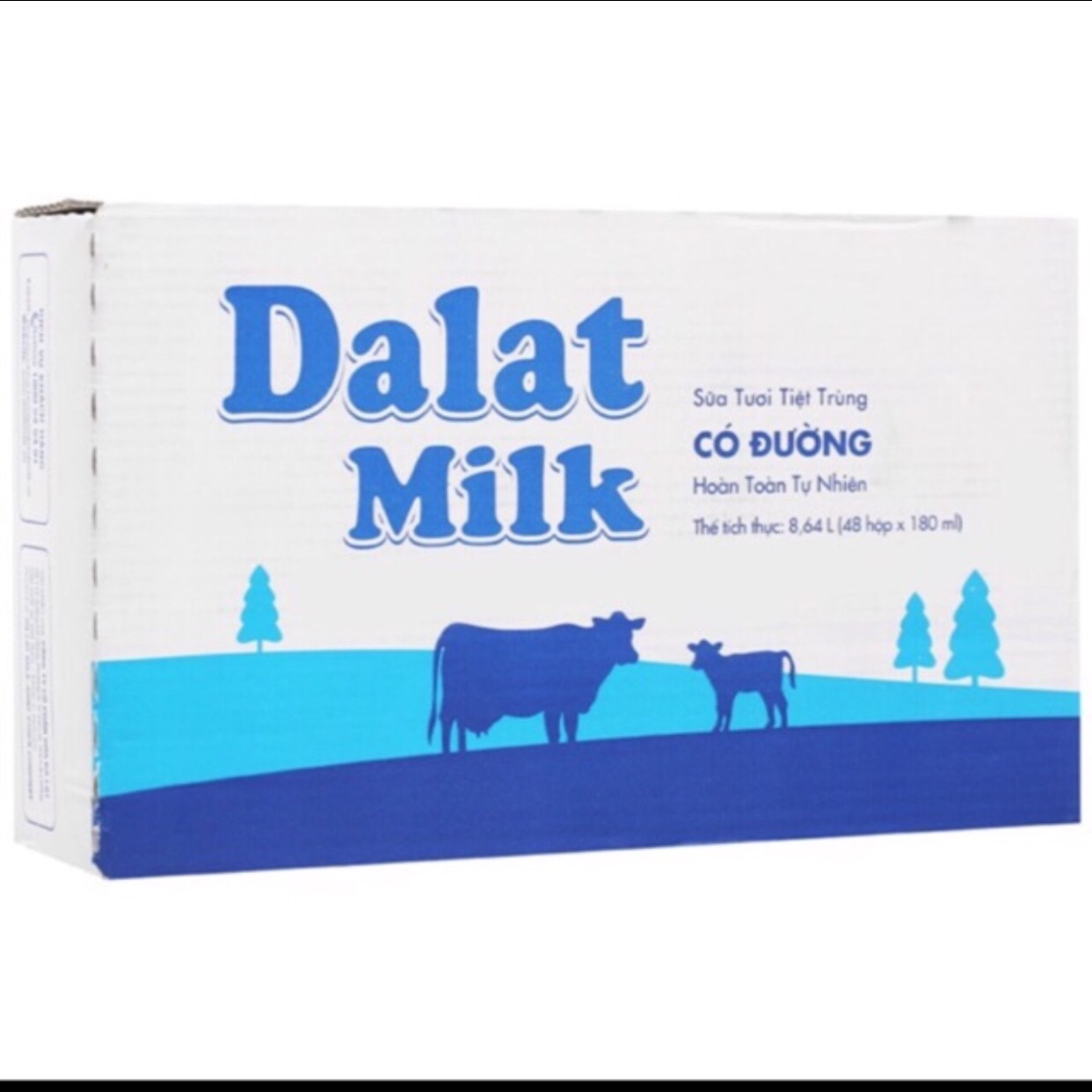 Thùng sữa tươi tiệt trùng đà lạt milk 180ml x 48 hộp
