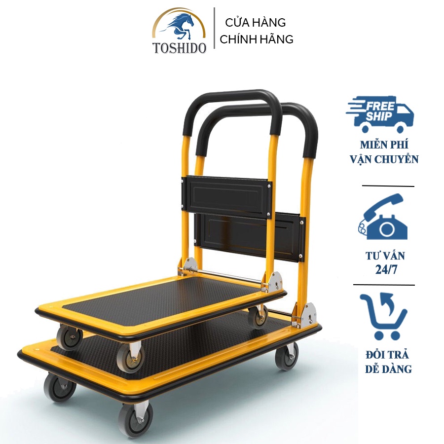 (Siêu Tải Trọng) Xe Đẩy Hàng Toshido Thép Bánh Xe Chống Ồn Tải Trọng 300Kg Gấp Gọn Tiện Lợi