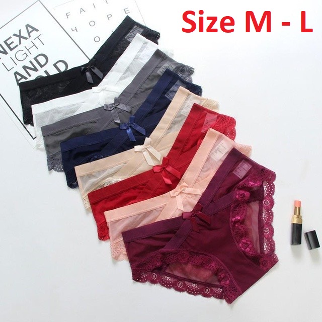 Bộ 10 Quần Lót Nữ Ren Cạp Chéo Sexy xuyên thấu mềm mại thoáng mát mùa hè co dãn nhiều, đáy cotton kháng khuẩn, Quần lót của nữ mẫu mới tuổi mới lớn học sinh - TinTin888 - TinTin888