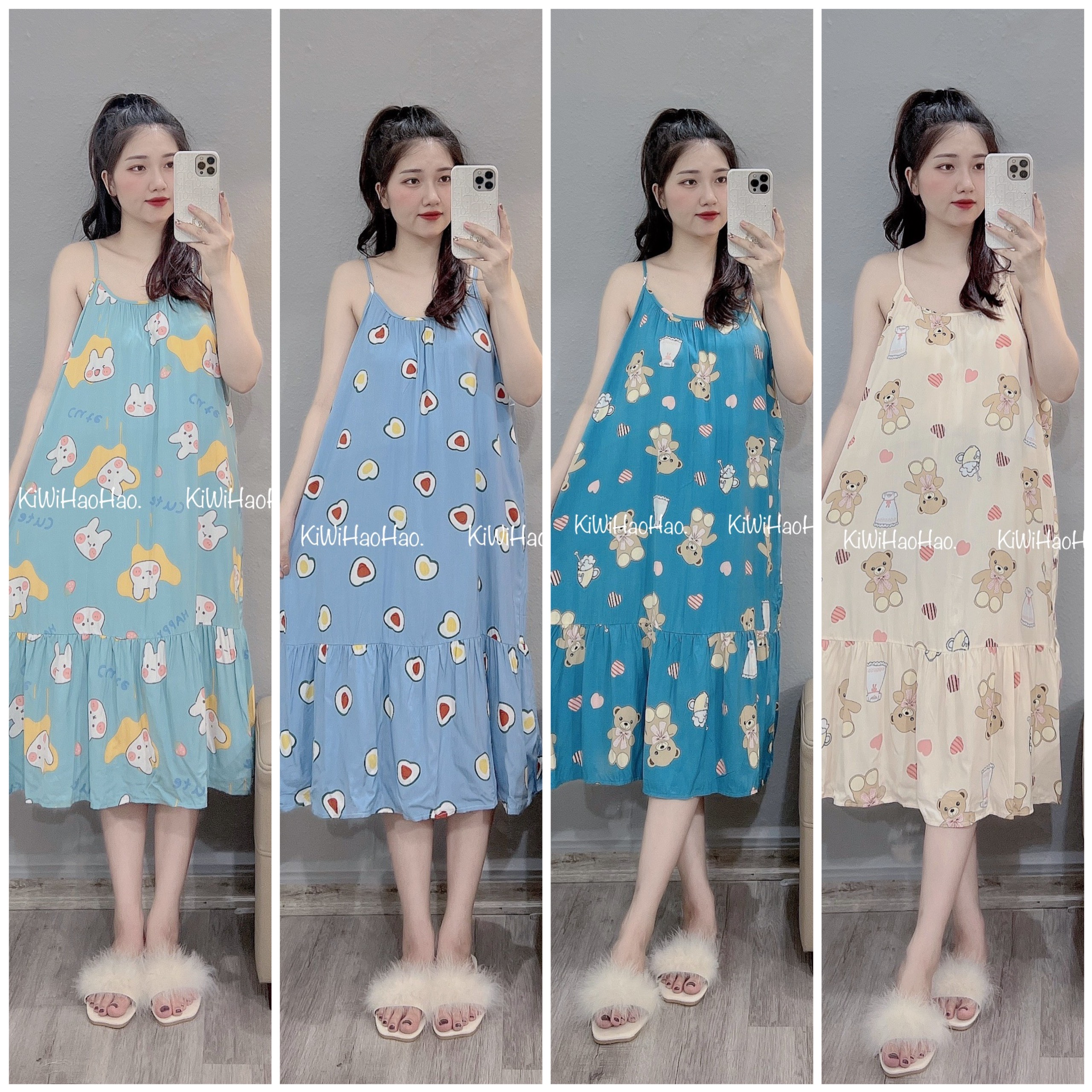 Váy bầu hè 2 dây dễ thương- đầm bầu giá rẻ chất lanh lua mềm mát
