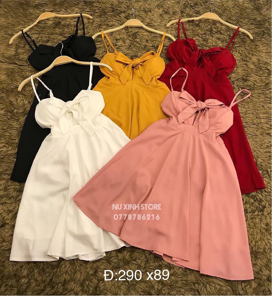 Đầm Hai Dây Dáng Xòe Voan Phối Nơ Ngực Kiểu Vừa Nữ Tính Mà Gợi Cảm TTS0817