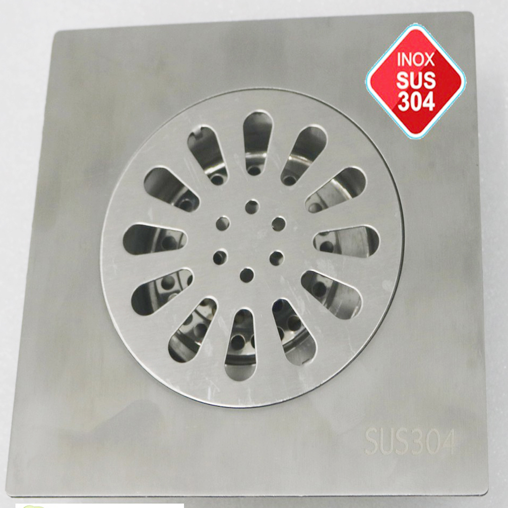 Phễu thoát sàn chống hôi, chống côn trùng Inox 304, kích thước 15 x 15 cm