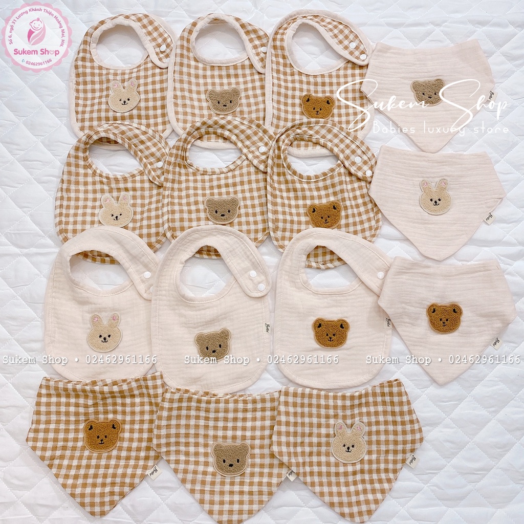 Yếm xô cho bé/yếm bébé vải xô muslin mềm mại