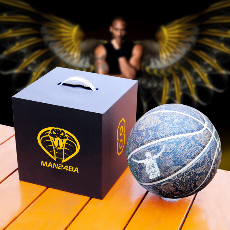 Bóng rổ kobe bryant xám black mamba size số 7 da pu tặng kèm bơm mini túi rút dù băng cổ tay kim và lưới đựng bóng