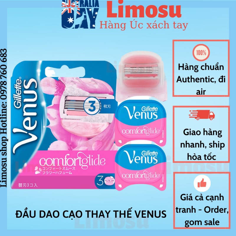 Đầu dao cạo 3 lưỡi venus gillette comfortglide white tea