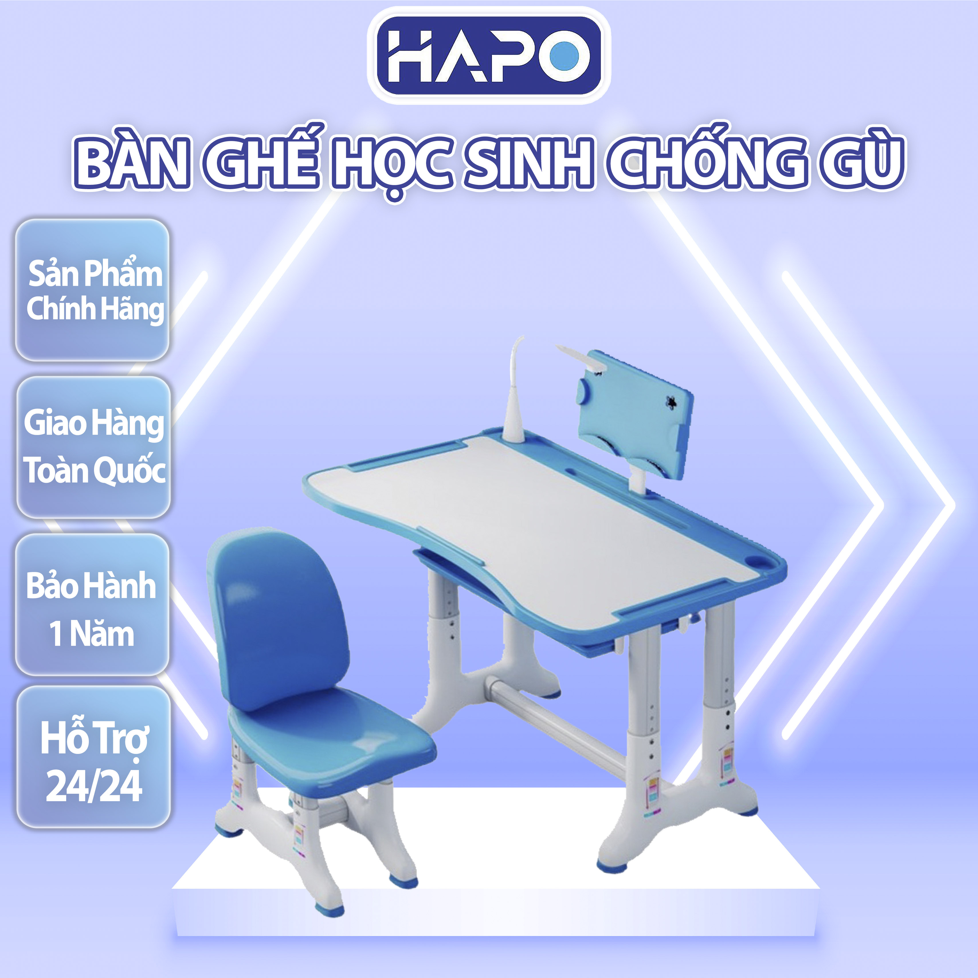 Bàn học Chống Gù, Chống Cận, bàn học trẻ em chất lượng cao, giúp cho trẻ ngồi học đúng tư thế, điều chỉnh độ cao, mặt bàn nghiêng được