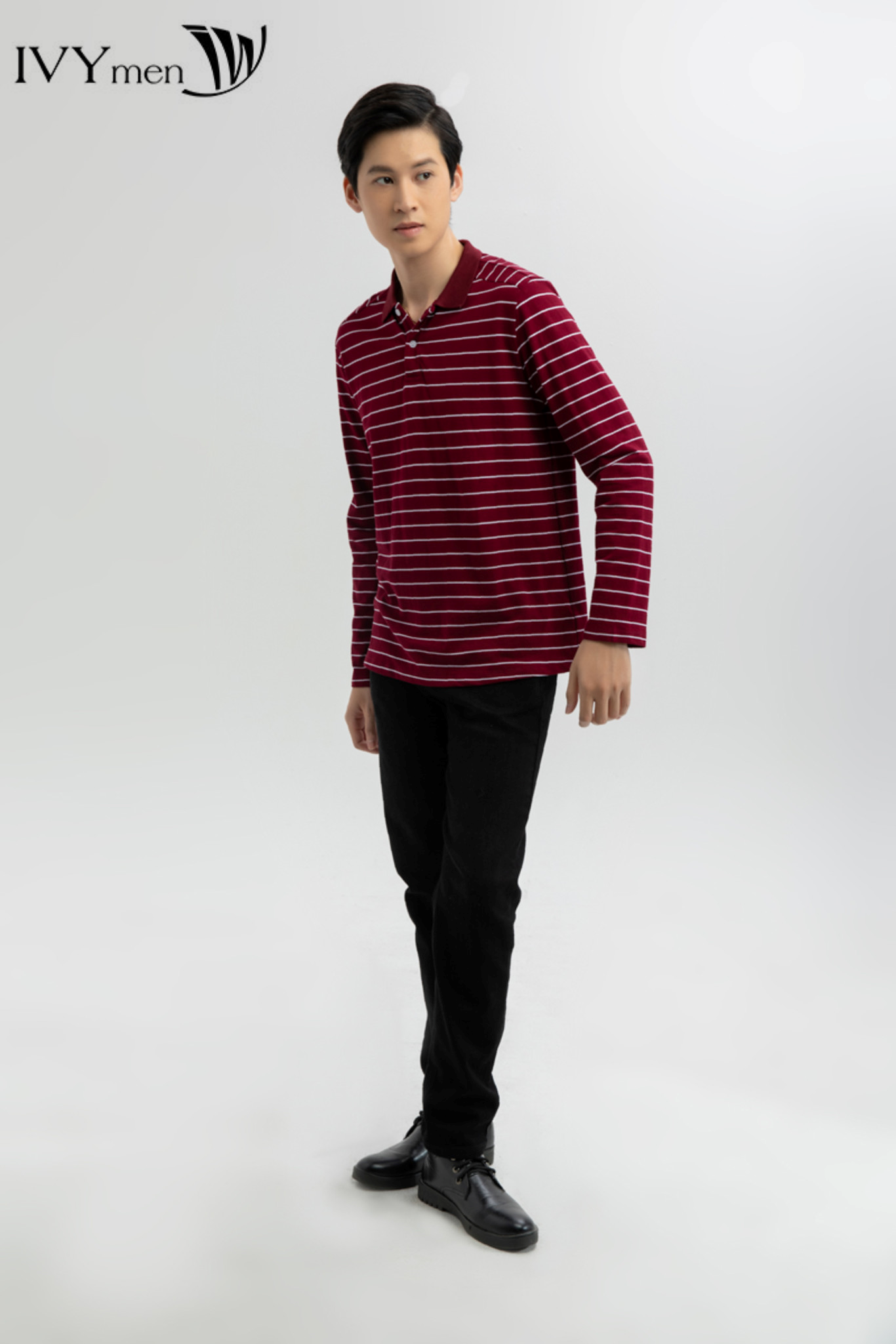 Áo thun nam dài tay cổ bo ivy moda ms 58e2845