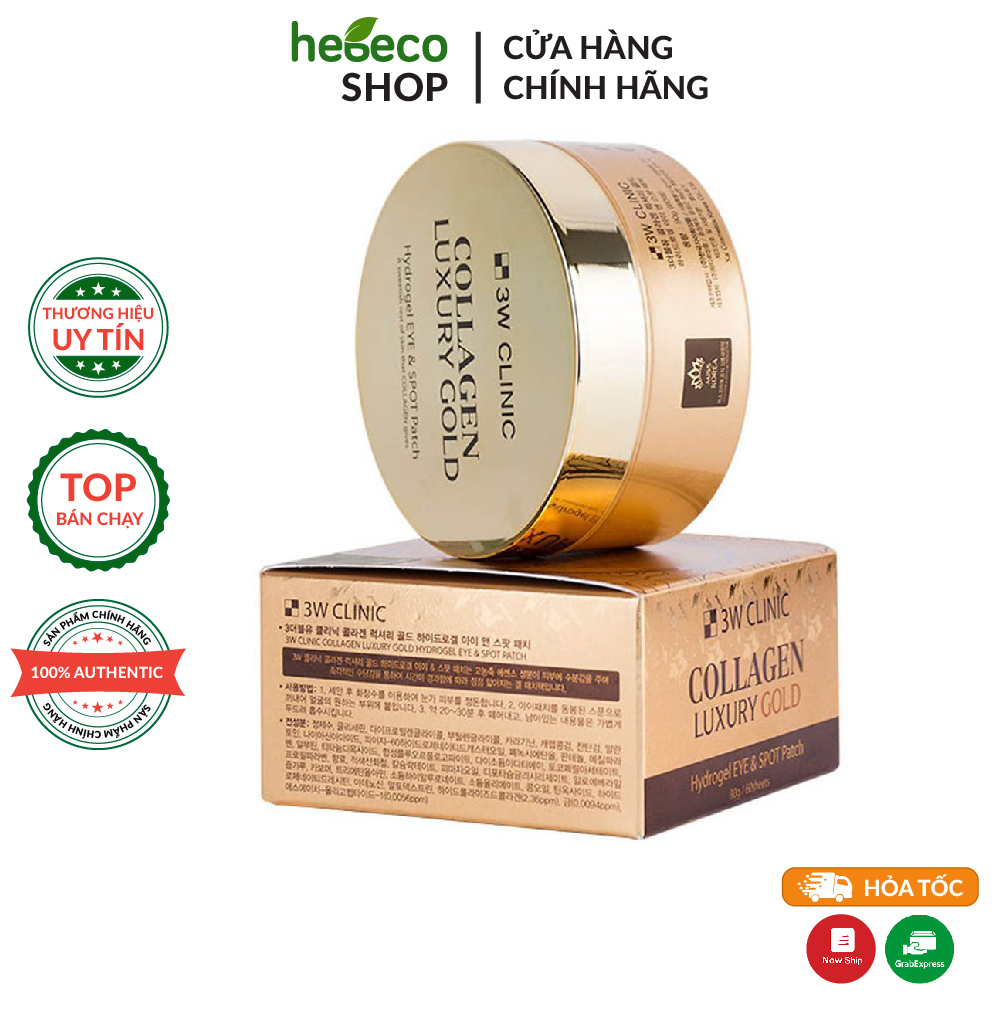 Mặt nạ mắt tinh chất vàng giảm thâm 3w clinic collagen luxury gold hydrogel eye & spot patch 90g - hàn quốc