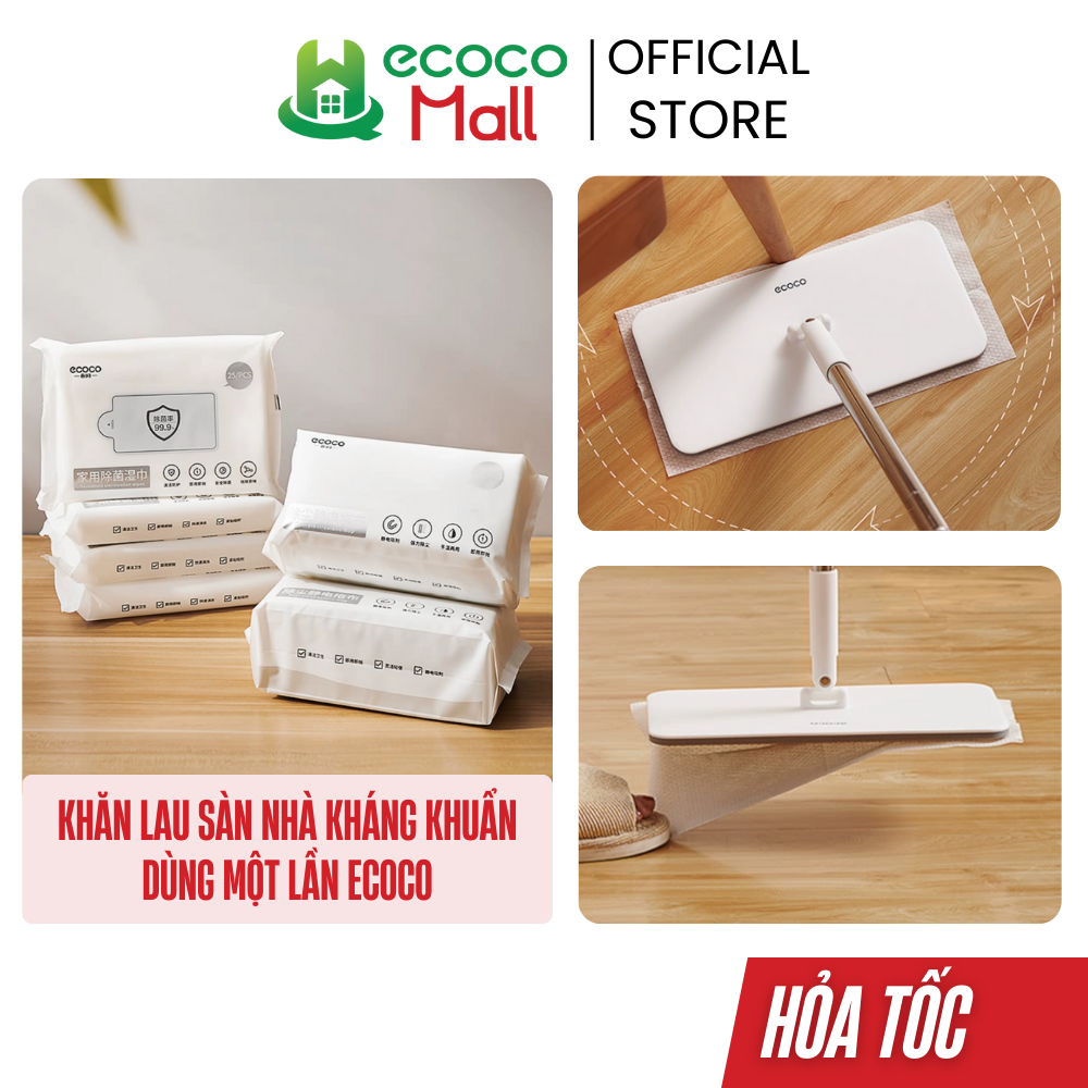  Khăn lau sàn nhà kháng khuẩn ECOCO dùng một lần Giấy lau bụi tĩnh điện đa năng 