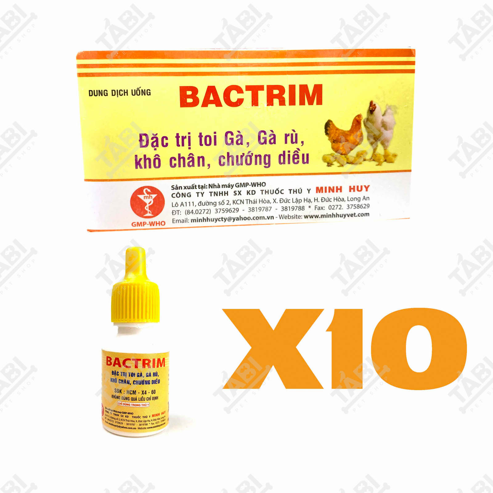 Hộp 10 CHAI BACTRIM 5ML Tr.ị Toi Gà Gà Rù Khô Chân Chướng Diều.