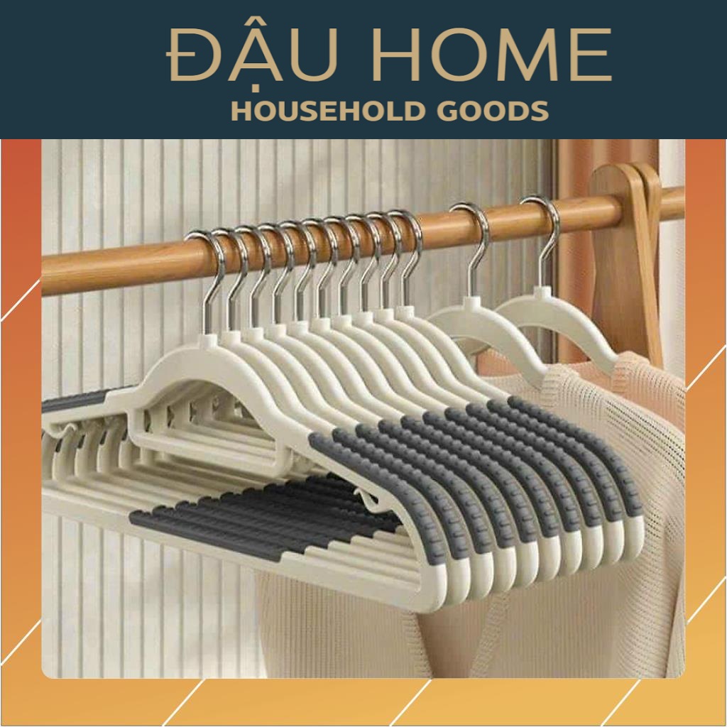 Set 10 Móc treo quần áo chống trơn trượt nhựa dẻo xoay 360 độ chịu tải lớn (Giao màu ngẫu nhiên)