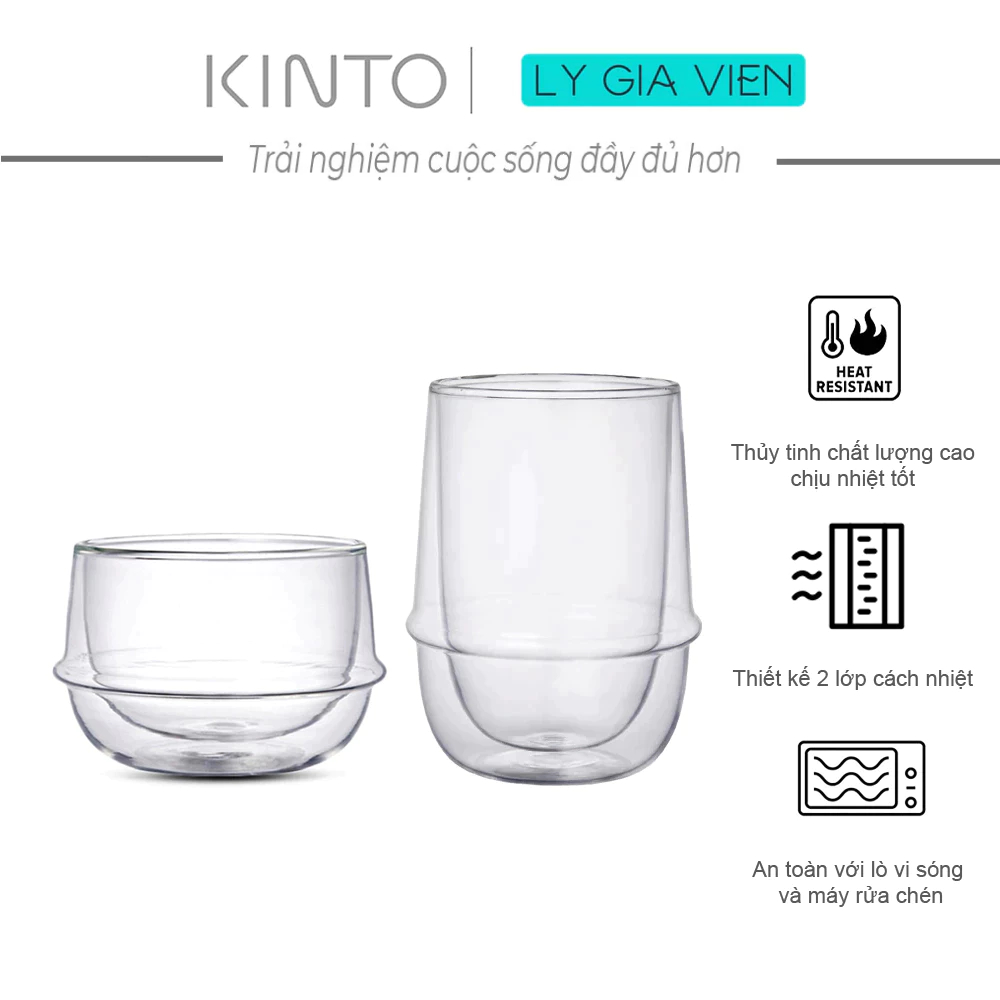 Ly 2 Lớp Cách Nhiệt Uống Trà Kinto Kronos Double Wall Tea Glass