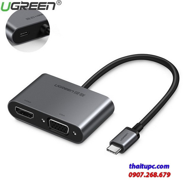 Cáp usb c to hdmi và vga ugreen 50505