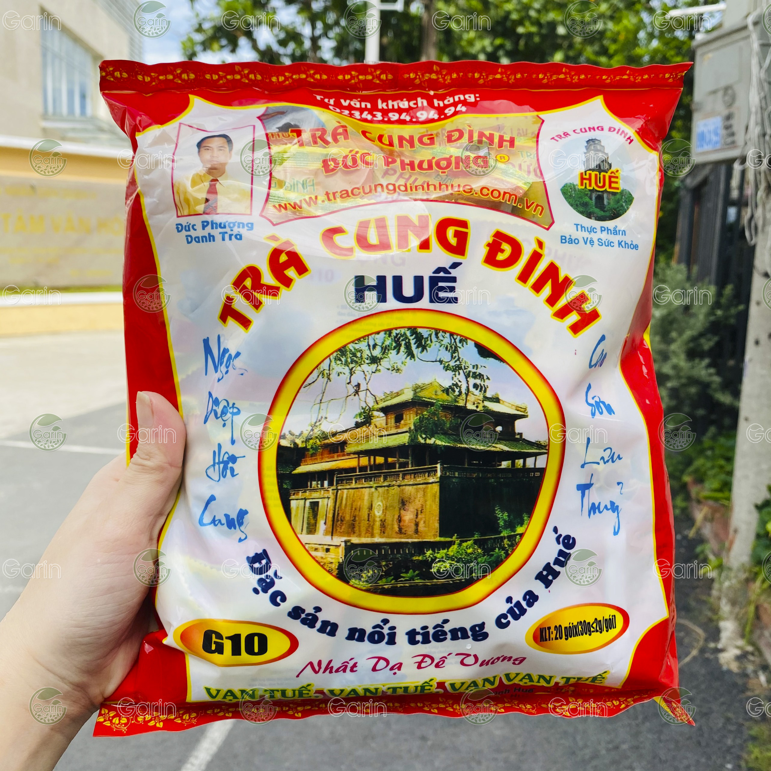 Trà cung đình Huế Đức Phượng G10 vị ngọt thảo dược thơm ngon đậm đà 20 gói x 30g