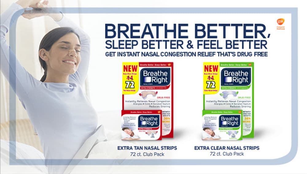 Miếng dán trị nghẹt mũi & ngủ ngáy breathe right - hộp 72 miếng