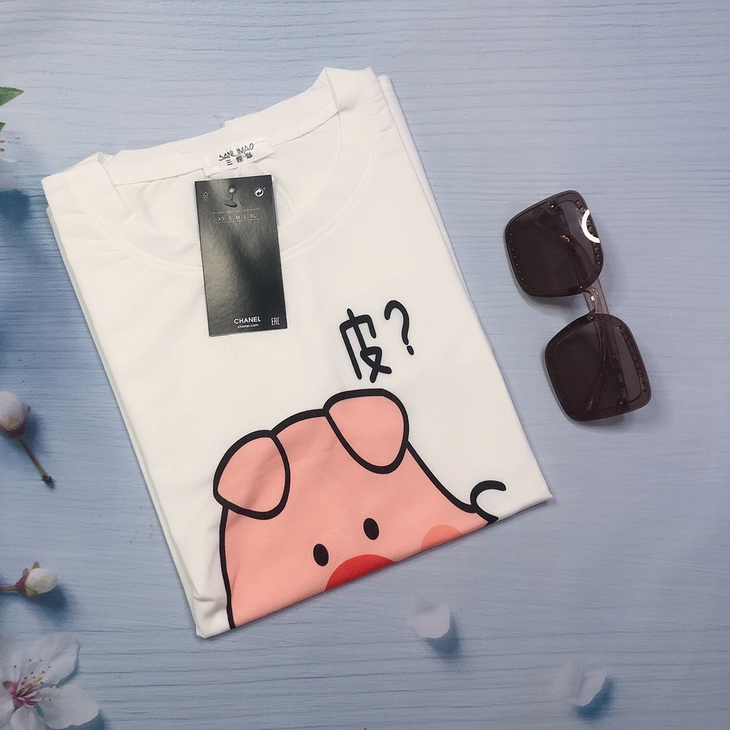 Áo Thun Nữ Ngắn Tay In Hình Chú Heo Đáng Yêu - P25