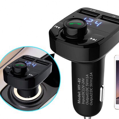 Tẩu Nghe Nhạc Bluetooth Kiêm Sạc Điện Thoại Đa Năng, Nhận Cuộc Gọi Rảnh Tay Cho Ô Tô Xe Hơi Hyundai HY-82 (Hỗ trợ chơi nhạc thẻ nhớ và USB)