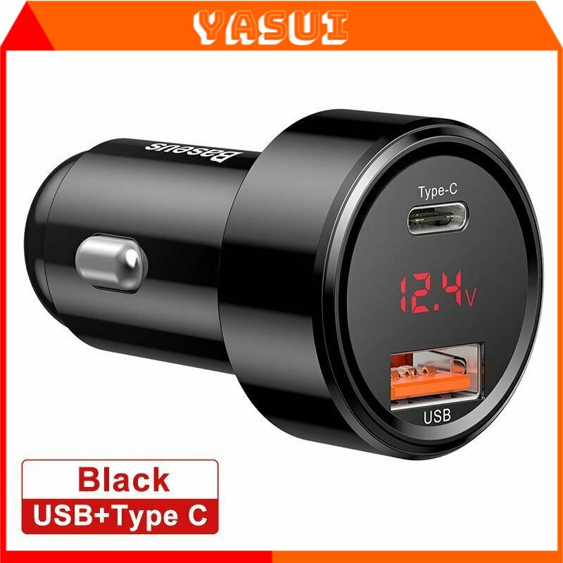 Tẩu cắm sạc ô tô Baseus 45W chính hãng mẫu tẩu sạc nhanh cho điện thoại iphone,samsung,oppo,trên oto, xe máy,xe hơi 12v và 2 cổng usb, type c, vượt trội so với anker, hoco, xiaomi, aukey