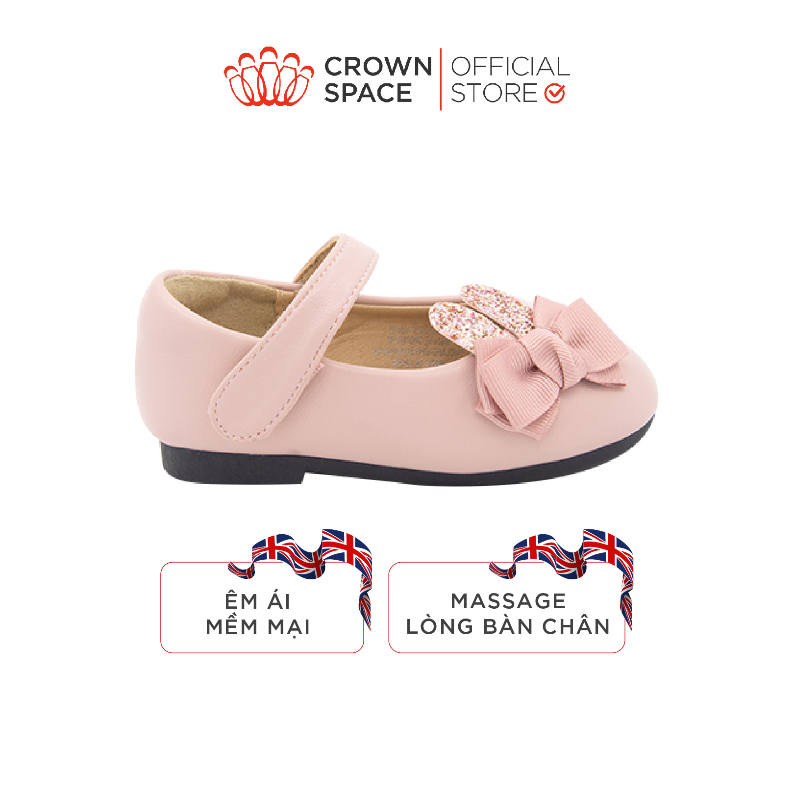 Giày Búp Bê Bé Gái Đi Học Đi Chơi Crown Space UK Ballerina Trẻ Em Cao Cấp CRUK3025 Nhẹ Êm Thoáng Size 21-28/8-14 Tuổi