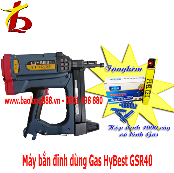 [HCM]Máy bắn đinh bê tong ( súng bắn đinh ) dùng Gas HyBest GSR40**Liên hệ để được giá tốt**