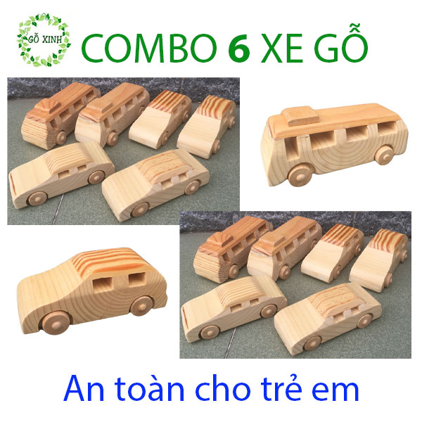 COMBO 6 CHIẾC xe đồ chơi gỗ hàng xuất khẩu an toàn cho bé đồ chơi gỗ thông minh đồ chơi cho bé